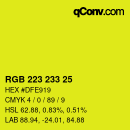 Color code: RGB 223 233 25 | qconv.com