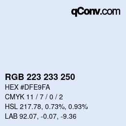 Color code: RGB 223 233 250 | qconv.com