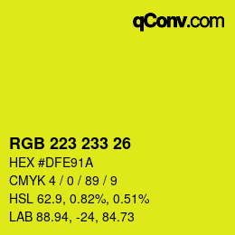 Color code: RGB 223 233 26 | qconv.com