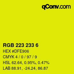 Color code: RGB 223 233 6 | qconv.com
