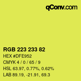 Color code: RGB 223 233 82 | qconv.com