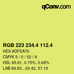カラーコード: RGB 223 234.4 112.4 | qconv.com