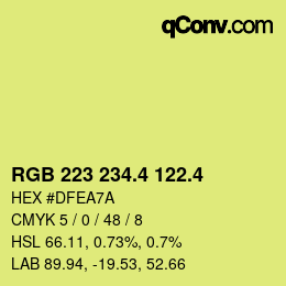 カラーコード: RGB 223 234.4 122.4 | qconv.com