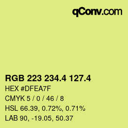 カラーコード: RGB 223 234.4 127.4 | qconv.com
