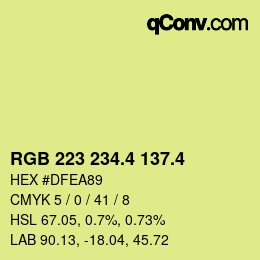 カラーコード: RGB 223 234.4 137.4 | qconv.com
