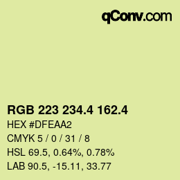 カラーコード: RGB 223 234.4 162.4 | qconv.com
