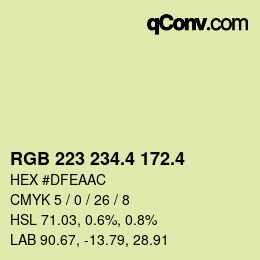 カラーコード: RGB 223 234.4 172.4 | qconv.com