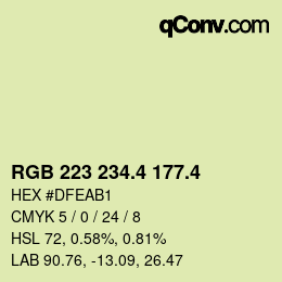 カラーコード: RGB 223 234.4 177.4 | qconv.com