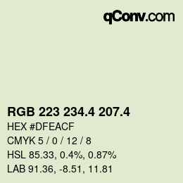 カラーコード: RGB 223 234.4 207.4 | qconv.com