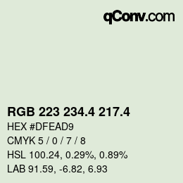 カラーコード: RGB 223 234.4 217.4 | qconv.com