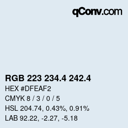 カラーコード: RGB 223 234.4 242.4 | qconv.com