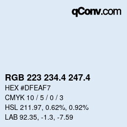 カラーコード: RGB 223 234.4 247.4 | qconv.com