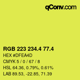 カラーコード: RGB 223 234.4 77.4 | qconv.com