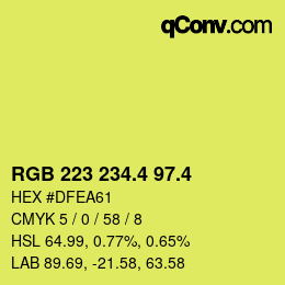 カラーコード: RGB 223 234.4 97.4 | qconv.com
