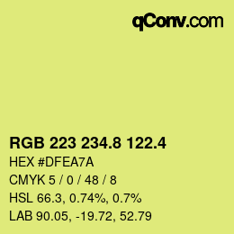 カラーコード: RGB 223 234.8 122.4 | qconv.com