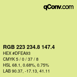 カラーコード: RGB 223 234.8 147.4 | qconv.com
