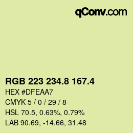 カラーコード: RGB 223 234.8 167.4 | qconv.com