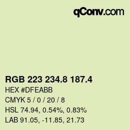 カラーコード: RGB 223 234.8 187.4 | qconv.com