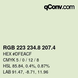 カラーコード: RGB 223 234.8 207.4 | qconv.com