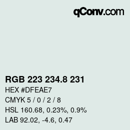 Color code: RGB 223 234.8 231 | qconv.com