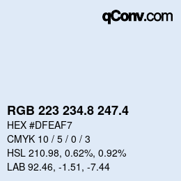 カラーコード: RGB 223 234.8 247.4 | qconv.com
