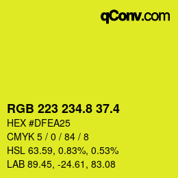 カラーコード: RGB 223 234.8 37.4 | qconv.com