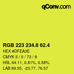 カラーコード: RGB 223 234.8 62.4 | qconv.com
