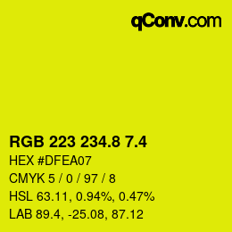 カラーコード: RGB 223 234.8 7.4 | qconv.com