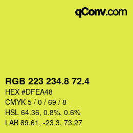 カラーコード: RGB 223 234.8 72.4 | qconv.com