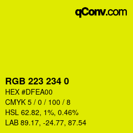 カラーコード: RGB 223 234 0 | qconv.com