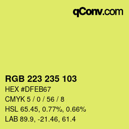 Color code: RGB 223 235 103 | qconv.com