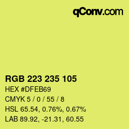 Color code: RGB 223 235 105 | qconv.com