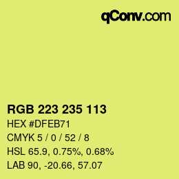Color code: RGB 223 235 113 | qconv.com