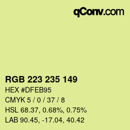 Color code: RGB 223 235 149 | qconv.com