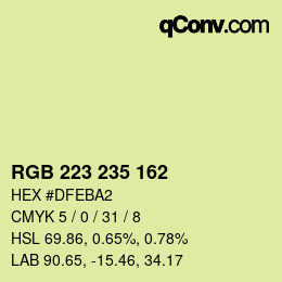 カラーコード: RGB 223 235 162 | qconv.com