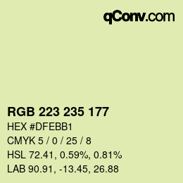 Color code: RGB 223 235 177 | qconv.com
