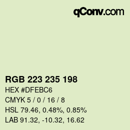 カラーコード: RGB 223 235 198 | qconv.com