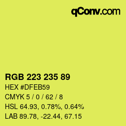Color code: RGB 223 235 89 | qconv.com