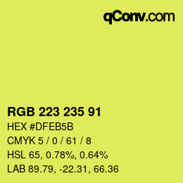 Color code: RGB 223 235 91 | qconv.com