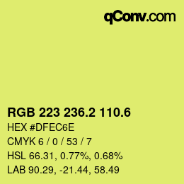 カラーコード: RGB 223 236.2 110.6 | qconv.com