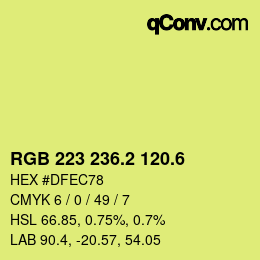 カラーコード: RGB 223 236.2 120.6 | qconv.com