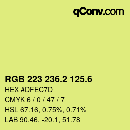カラーコード: RGB 223 236.2 125.6 | qconv.com