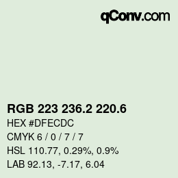 カラーコード: RGB 223 236.2 220.6 | qconv.com