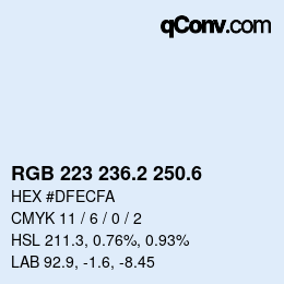 カラーコード: RGB 223 236.2 250.6 | qconv.com