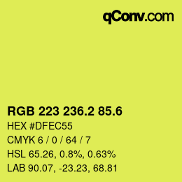 カラーコード: RGB 223 236.2 85.6 | qconv.com