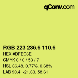 カラーコード: RGB 223 236.6 110.6 | qconv.com