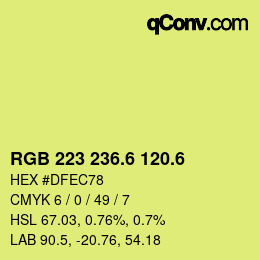カラーコード: RGB 223 236.6 120.6 | qconv.com