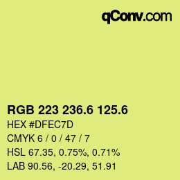カラーコード: RGB 223 236.6 125.6 | qconv.com