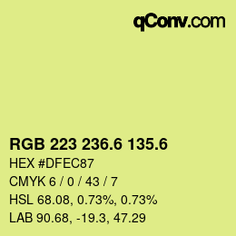 カラーコード: RGB 223 236.6 135.6 | qconv.com