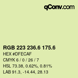 カラーコード: RGB 223 236.6 175.6 | qconv.com
